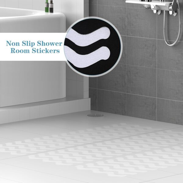 Mynoozi 36PCS Non-Slip Strip Stickers for Bath and Shower, Wave Anti-Slip Strip with Scraper, Non Slip Bathtub Stickers for Stairs, Shower Room, Slippery Surfaces, Sauna, Kitchen-Transparent