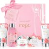 BODY & EARTH Bath Spa Women Gift Set, 5 Pcs Rose Gift Sets Box for Women Pamper Gifts for Women with Soap, Shower Gel, Body Butter, Body Lotion, Gifts for Women, Birthday Gifts, Christmas Gifts