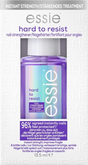 essie Nail Care Hard To Resist Nail Strengthener, Protect and Repair, Hardening Nail Treatment For Damaged Nails, Purple Tint, Neutralise and Brighten 13.5 ml