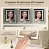 LuxeVue Vanity Mirror with Lights, 25 x 30cm LED Makeup Mirror, Lighted Makeup mirror with Dimmable 3 Modes, Smart Touch Control,360°Rotation,Gifts for Girls/Women (White)