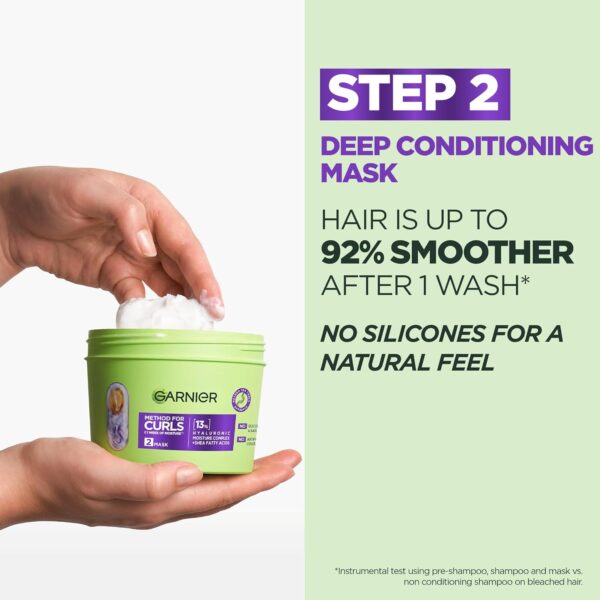 Garnier Method For Curls Deep Conditioning Mask, up to 7 days of moisture & curl definition. Designed, tested & approved on all curl types, including type 4 curls & coils. Silicone free, 370ml
