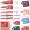 PGRODE Travel Size Makeup Brushes Mini Set with Hard Case and Built-in Mirror, 5Pcs Small Cosmetic Brushes, On the Go Brush Travel Essentials kits for Women, Girls Gift (Red)