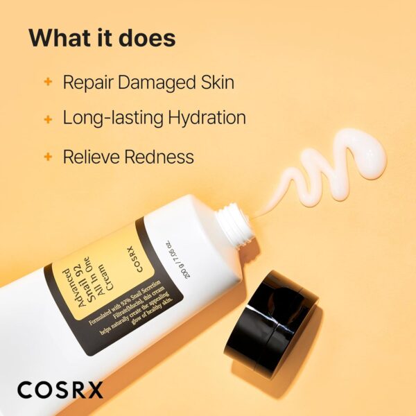 COSRX Advanced Snail 92 All in one Cream, 7.05oz/200g (Large size), Snail Mucin Secretion Daily Face Gel Moisturiser for Dry Skin, Sensitive Skin, Korean Skincare