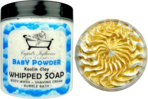 Baby Powder Whipped Soap | Luxurious Kaolin Clay Body Wash | Shower Fluff | Shaving Foam | Shower Cream | Bubble Bath | Baby Powder Soap | Baby Powder Shower Whip