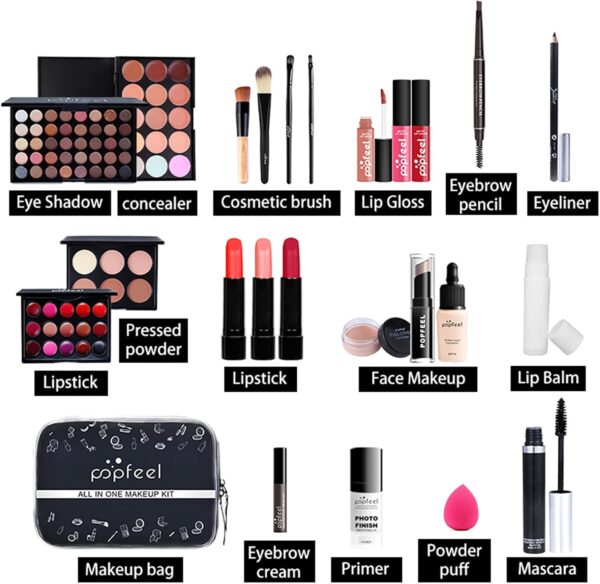 FantasyDay All-in-one Makeup Set Gift Surprise | Full Makeup Kit for Women Cosmetic Essential Starter Bundle Include Eyeshadow Palette Lipstick Blush Foundation Concealer Face Powder Lipgloss Brush