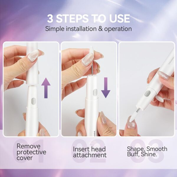 TOUCHBeauty Electric Nail Drill: Professional Nail Files for Acrylic Gel Nails - Lightweight and Portable Manicure Pedicure Kit with Case