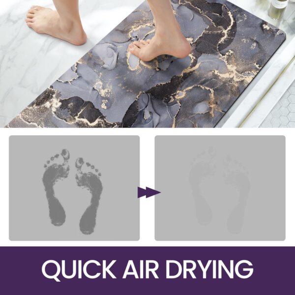DEXI Non-Slip Bath Mat 43 x 80 cm, Super Absorbent Quick Drying Shower Mats, Easy to Clean, Bathroom Accessories Decor, Dark Gray