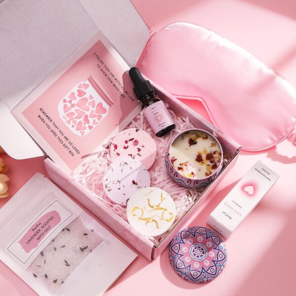 71cBycVpoRL._AC_SL1500_.jpg Pamper Gifts For Women, Birthday Pamper Hamper Mum Self Care Gift Set Relaxation Bath Gift Care Package For Her, Shower Steamers for Women Gifts Pamper Kit Shower Bombs Gift For Best Friend Girls Wife
