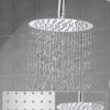 Youyijia Shower Riser Kit Shower Mixer Twin Head Shower Set Bathroom Square Mixer with Handheld Shower and 8" Square Overhead Adjustable Rainfall Shower Taps and Hose Chrome Plated Kit (Round)
