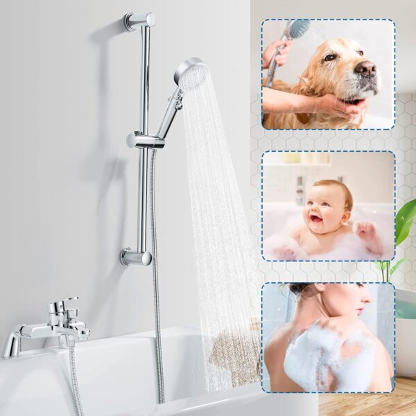 Bath Shower Mixer Tap Modern Bath Taps Single Lever Monobloc Shower Mixer Deck Mounted Bathtub Faucet Tub Filler Chrome, Solid Brass, 1/2'' Outlet, 180mm Centres, with Tub Filler Spout