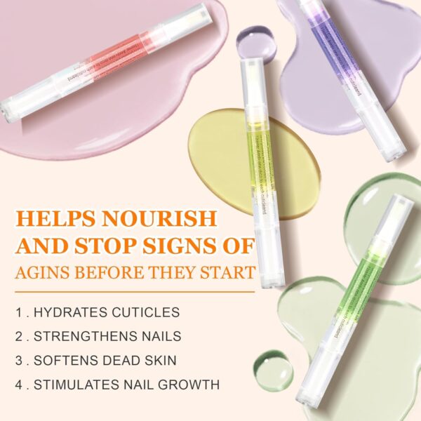 Cuticle Oil Pen for Nail Care,4PCS Nail Oil Pen with Natural Ingredients,Cuticle Oil for Nails for Nail Growth Treatment,Nail Oil Cuticle for Repairing Cracked with Nail File(Mix Flavors)