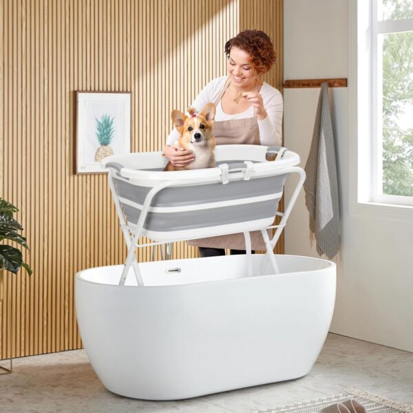 beberoad Pet Dog Booster Bath Elevated Dog Bathing Tub Washing Station for Grooming, Collapsible Foldable Portable Shower Bathtub for Small Dogs Cats Pet, Indoor and Outdoor