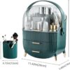 Kousee Multi-Function Make Up Case Dustproof Cosmetic Storage Box, Organizer Skin Care Products Jewelry Organiser Finishing Box for Bedroom Bathroom Desktop, Dark Green