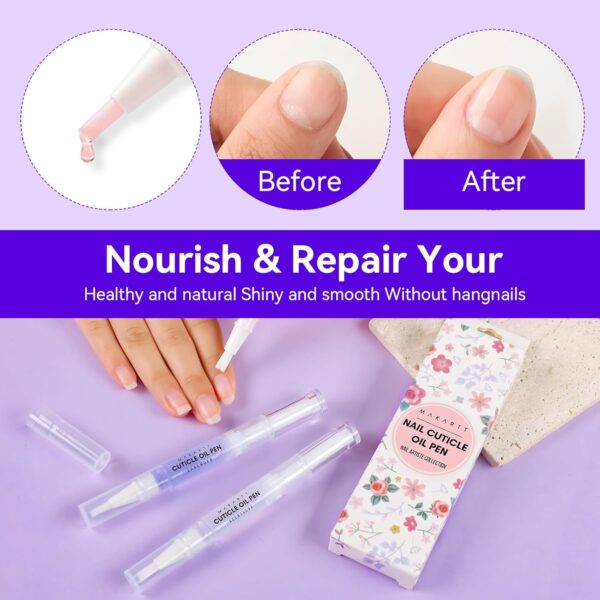 Makartt Cuticle Oil Pens - Nourishing Cuticle Oil for Nail Strengthener, Moisturizing, Natural Ingredients Nail Softener, Nail Oil Cuticle for Repairing Cracked and Dry, Ideal Cuticle Care Set 3PCS