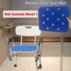 Bath Chair Seat Mat - Elderly Shower Bench Cushion Non-Slip EVA Foam Pad with Adhesive for Disabled Handicap Senior, Square (Not include Stool