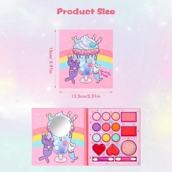 14 Colors Kids Makeup Sets for Girls, Non-Toxic Kids Makeup Set with Mirror and 2 Washable Brushes, Pretend Makeup Games Toys, Girls Birthday
