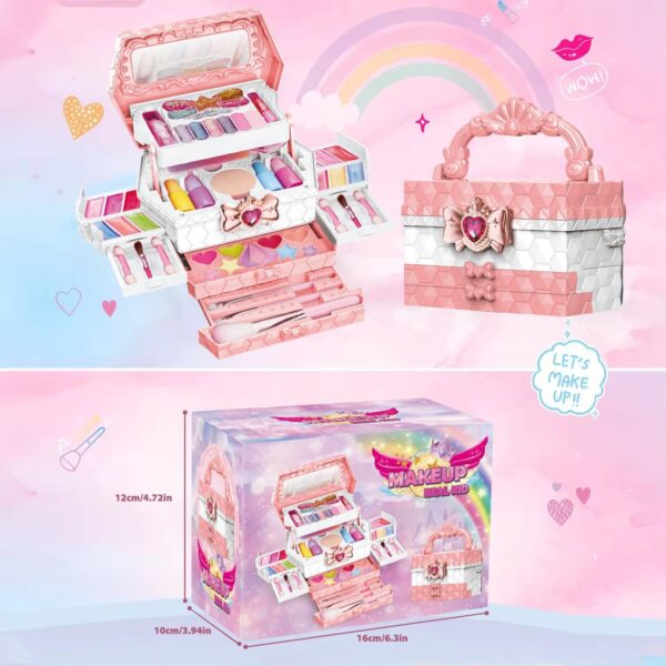 Kids Makeup Sets For Girls, 48pcs Washable Make Up Set with Glitter Lipstick, Eye Shadow, Costume Accessories, Childrens Games Toy Presents for Christmas Birthday, 3-12 Year Old Girls Gift (48)