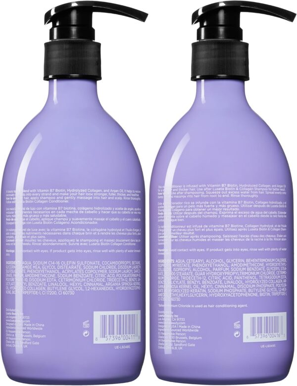 Luseta Biotin Shampoo and Conditioner Set for Hair Growth, Anti-Hair Loss shampoo volume Thickening with Collagen, Sulfate and Paraben free, Argan Oil to Repair Split Dry Hair Salon Quality- 2x500ml