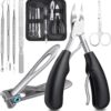 Toenail Clippers Set for Thick & Ingrown Hard Toenail Fingernail, 7PCS Nail Clippers and Professional Podiatrist Nail Cutter-Heavy Duty Stainless Steel Pedicure Toenail Scissors for Men Women (Black)