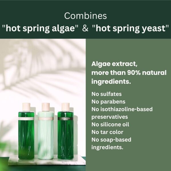 71d2QsvGEXL._SL1500_.jpg Hot Spring Yeast & Green Algae Extract Shampoo & Conditioner SET, Rich & Luxurious Lather for Scalp & Hair Care, Moisturizing & Nourishing, Sulfate-Free, Skin-Friendly Formula, Regular