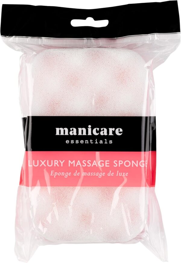 Manicare Luxury Massage Bath Sponge, Wash Exfoliate And Massage, Shower Body Scrubber, Pink Double Sided Cleaning Sponge, Durable And Long lasting, Lather And Use With Shower Gel Or Body Wash