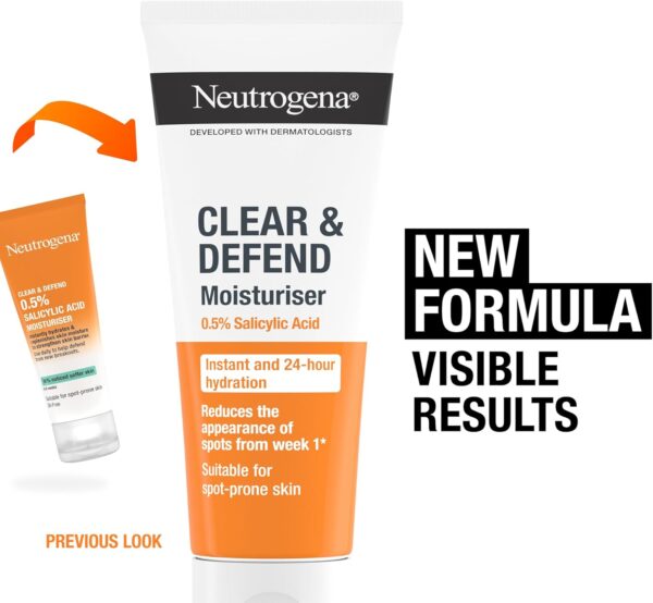 Neutrogena Clear and Defend Moisturiser (50ml), Oil-Free Face Moisturiser for Spot-Prone Skin, with Purifying 0.5% Salicylic Acid to Help Prevent Breakouts for Smoother, Softer & Clearer Skin