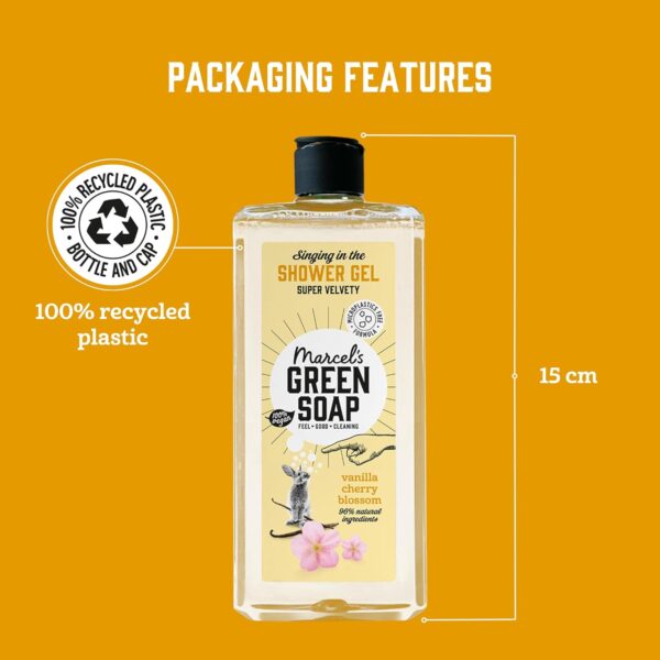 Marcel's Green Soap - Shower Gel Vanilla & Cherry Blossom - Paraben Free - Microplastic-free formula - Recycled plastic bottle - 98% biodegradable - Vegan - 300 ml