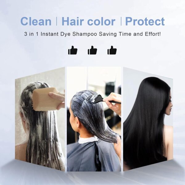 Hair Dye Shampoo, Instant Natural Hair Color for Gray Hair Coverage, Haircare & Color Treatment for Women & Men, Long-Lasting Gray Coverage Shampoo for All Hair Types (Black, 200ML)