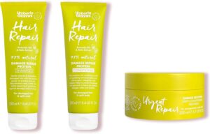 Umberto Giannini Damaged Hair Repair Routine - Shampoo, Conditioner and Urgent Repair Treatment Mask - Hair Kit For Dry & Split Hair - Vegan and Cruelty Free