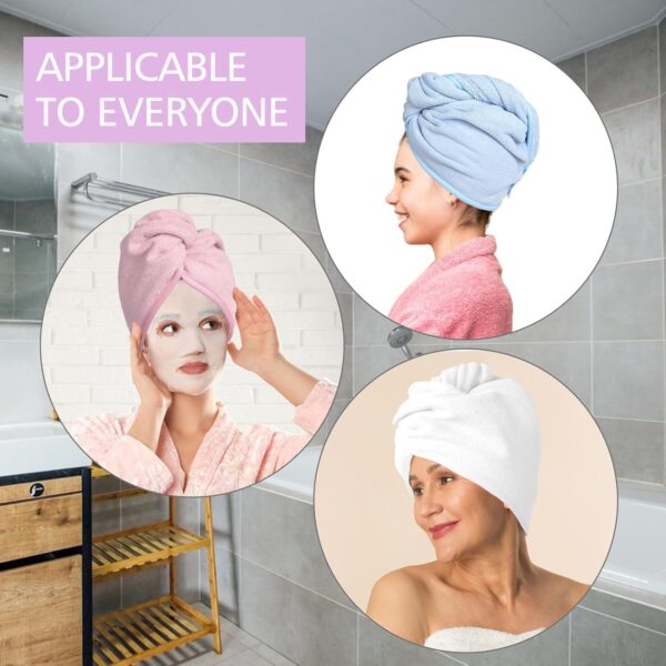 YoulerTex Microfiber Hair Towel Wrap Set: 5 Packs Turban Towel & Shower Cap for Women's Hair Care