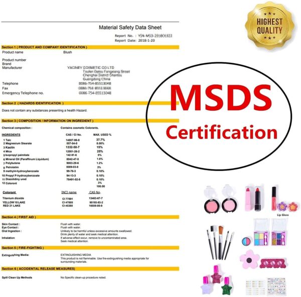 Yetech Kids Washable Makeup Set, 23PCS Safety Tested Real Cosmetics Kit for Kids With Mermaid Bag Birthday for Girls Age 4-8