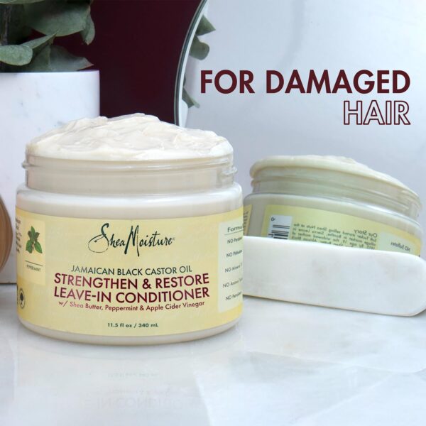 SheaMoisture Jamaican Black Castor Oil Hair Care Set: 16oz Growth Shampoo, 13oz Strengthening Conditioner, 11.5oz Leave-In Treatment, 12oz Restorative Masque for Curly Hair