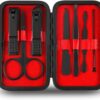 Manicure Pedicure Set Nail Clippers Kit 7 Pcs Stainless Steel Hygiene Kit Portable Nail Trimming set and Grooming Tools with Fine Leather Case [Gift Box] (Black)