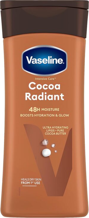 Vaseline Intensive Care Cocoa Radiant Body Lotion with ultra-hydrating lipids and pure cocoa butter for dry skin 200 ml