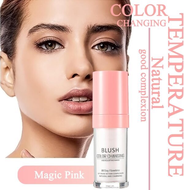 Colour Changing Blush 30mL,Temperature Changing Cream Pink Blusher for Mature Skin, Flawless Color Changing Blush All Day, Waterproof Long Lasting Smudge Proof Blushes For Cheeks Women Make