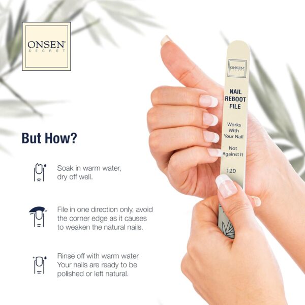 Onsen Secret Japanese Nail File - Professional 10-Pack Nail Files, Double Sided Natural & Acrylic Nail Filers - 120/180 Grit - Disposable, Salon Smooth, Best Nail File for Shiny Nails