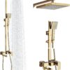 Onyzpily Gold Shower Mixer taps Shower Set Shower System 3-Function with Rainfall Shower Handheld Bath tub