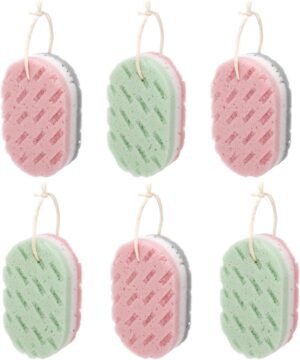 Opopark 6 Packs of Shower Sponges, Exfoliating Shower Sponges,Adult Shower Foam Sponge Rubbing Bath Sponge,Soft Shower Scrub,Male and Female Body Cleaning Products