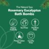 Rosemary Eucalyptus Bath Bomb Kit, Aromatherapy Shower Bombs, Oil-Free Vegan Gifts for Women and Men, Handmade Mini Bath Bombs Spa Gift Set, No Colorants and SLS/SLSA, Pack of 3 - The Natural Spa