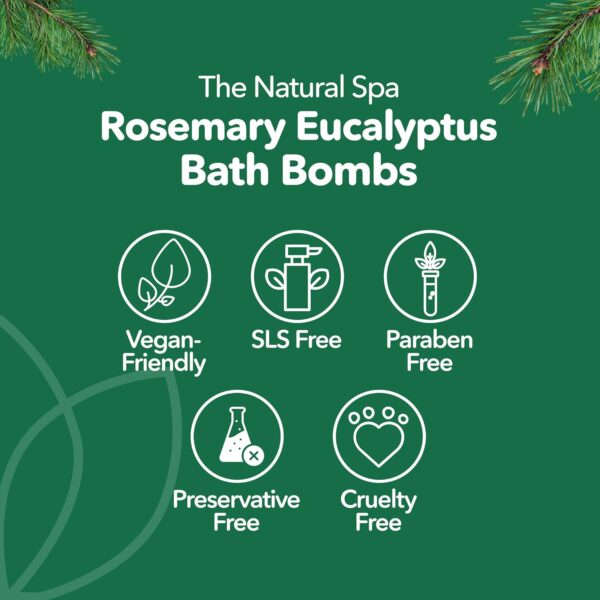 Rosemary Eucalyptus Bath Bomb Kit, Aromatherapy Shower Bombs, Oil-Free Vegan Gifts for Women and Men, Handmade Mini Bath Bombs Spa Gift Set, No Colorants and SLS/SLSA, Pack of 3 - The Natural Spa