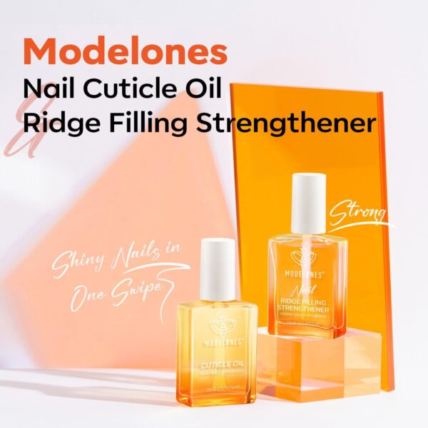 Modelones Nail Strengthener and Cuticle Oil Nail Care 8 in one Ridge Filling Nail Repair Kit Nail Growth Treatment for Thin& Damaged Nails, Moisturizes Dry Skin, Repairs Cuticles Nail Growth Oil 15ml