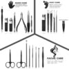 Manicure Set 21 Pcs Professional Pedicure Kit Nail Clippers Set Stainless Steel Care Tools Grooming Kit With Travel Case Cuticle Remover Toe Toenail Cutter Set For Thick Nails Men Women Gift (Black)