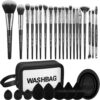 Makeup Brushes, MAANGE 30 Pcs Professional Makeup Brush Set for Foundation Blending Powder Blush Concealers Eyeshadow, 5 Products Included, Makeup Brushes Black, 30 Piece Set