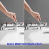 Thermostatic Bath Shower Mixer Valve Deck Mounted with Legs, Solid Brass Body Chrome Plated, Easy to Control Water Flow and Temperature from 30-45°C, Safety Button Temperature 38°C