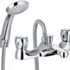 ENKI, Quest, BBT0256, Chrome, Bath Shower Mixer Taps & Shower Attachment, Solid Brass, Easy Clean, Modern Design, Compression Valves, Easy to Install