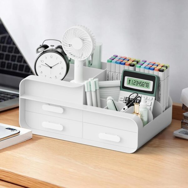 BTGGG Makeup Organiser Cosmetics Skincare Storage with Drawers Beauty Organiser for Vanity Jewelry Organizer Multifuctional Make Up Storage Box for Dressing Table Bedroom Bathroom, White