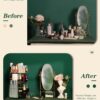 Auxmir Makeup Organiser, 360 Degree Rotating Cosmetics Organiser for Skincare Lipsticks Perfumes Brushes, Spinning Makeup Storage with Adjustable Layers for Dresser, Bedroom, Bathroom, Clear