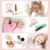 Pretend Makeup Sets Montessori Wooden Toy Kit Pretend Makeup Play Dress Up Kit for Toddler Children & Little Girls Fake Makeup Cosmetic with Hair Dryer, Mirror, Perfume Gifts Ages 3 +
