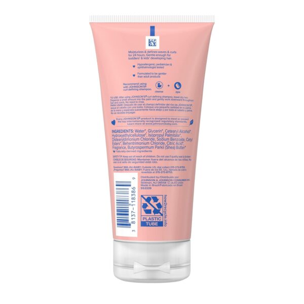 71evP1kembL._SL1500_.jpg Johnson's Kids Curl Defining Leave-In Conditioner + Shea Butter, Tear-Free, Paraben-, Sulfate- & Dye-Free, Hypoallergenic & Gentle for Toddlers' Haircare, Bath Essentials, 6.8 fl. oz