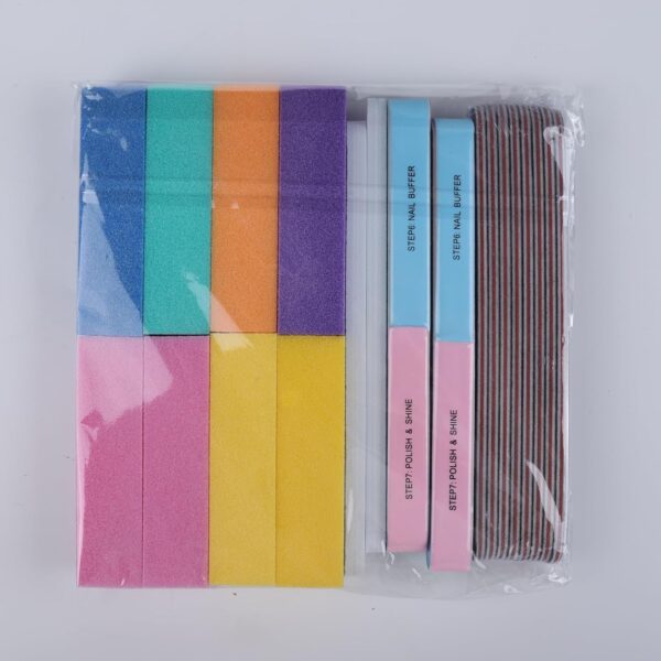 FANDAMEI Nail Files and Buffers, 100/180 400/4000 Grit Professional Manicure Tools Kit Rectangular Art Care Buffer Block Tools, 7 Ways Buffer Block for Trim, Polish and Shine Nail, 20Pcs/Pack